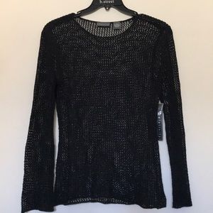 Relativity Fishnet Knitted Black Top